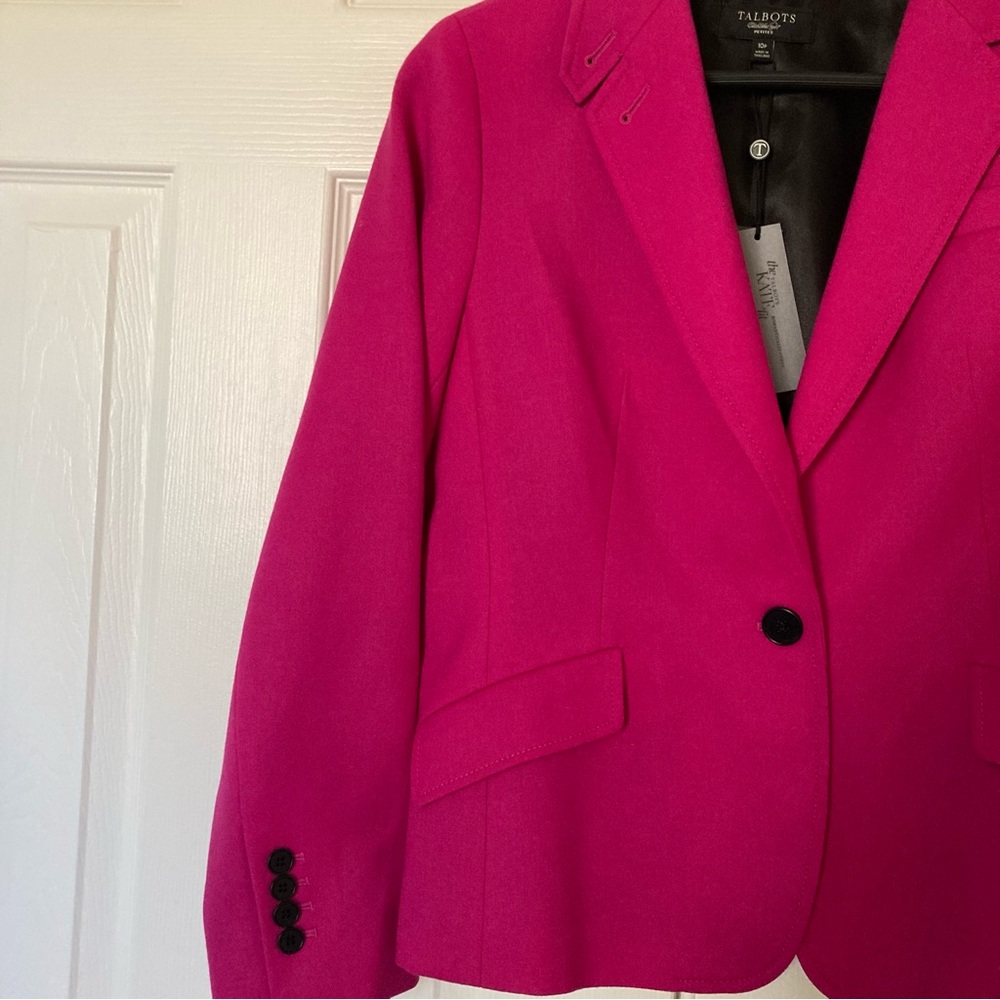 NWT Talbots The Kate Fit Vibrant Pink Wool Blazer Jacket 10 Petite - Picture 2 of 6
